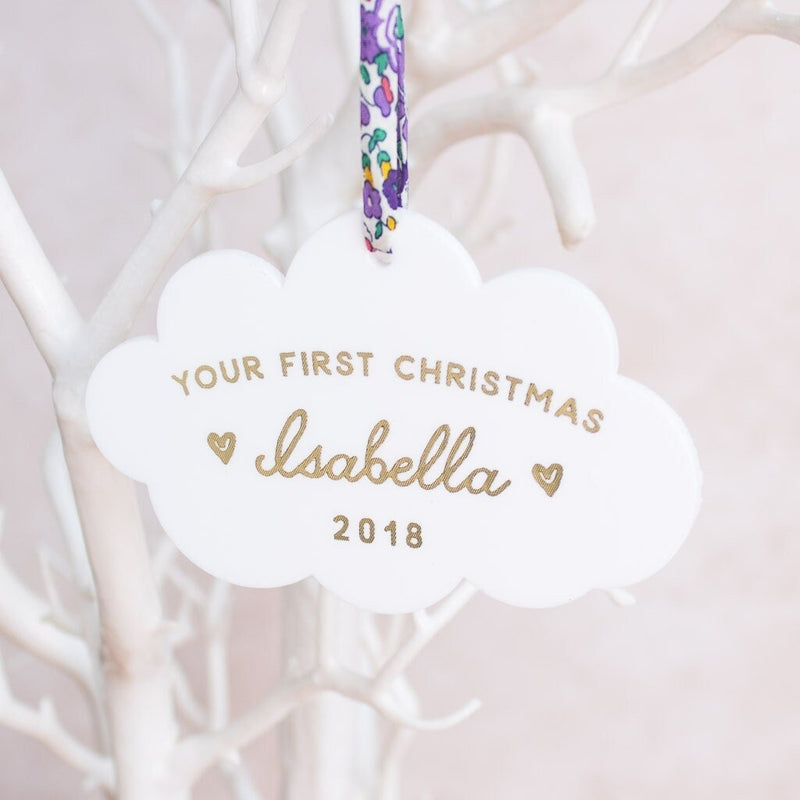 Baby's First Christmas Cloud Christmas Ornament, 1st Christmas, Christmas Decoration, New mum Keepsake