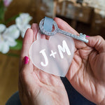 Initial Heart Padlock with Silver Glitter Key