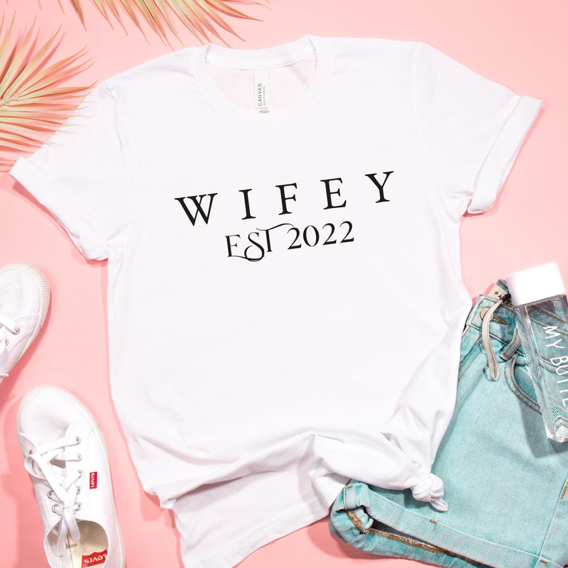 Wifey Shirt for Honeymoon Bride T-Shirt – Pink Positive