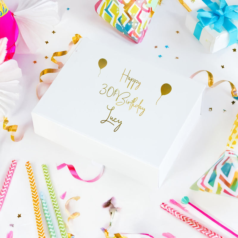 a white box with a happy birthday message on it