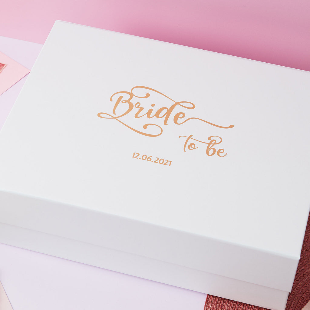 a white box with a bride to be written on it