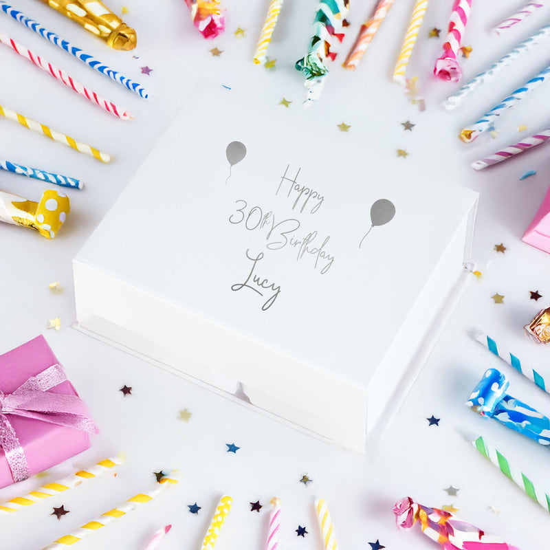 a white box with a happy 30th birthday message