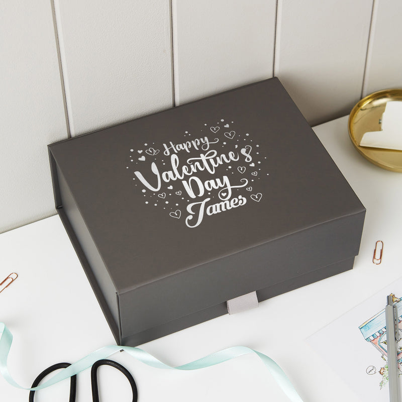 a black box with a happy valentine's day message on it