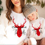 Christmas at Family Christmas Jumper with Red Reindeer - Pink Positive