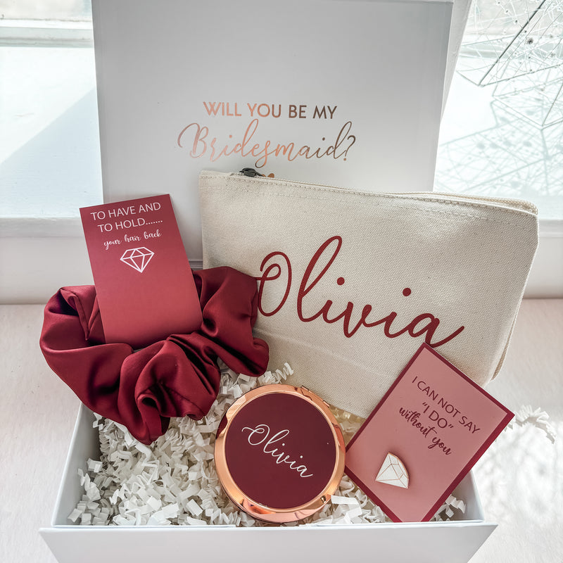 Will you be my Maid of Honour/ Bridesmaid Proposal Box - Filled Gift Box (Cinnamon Theme)