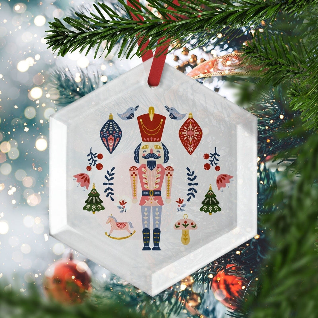 Festive Nutcracker and Scandi Christmas Ornament - Pink Positive