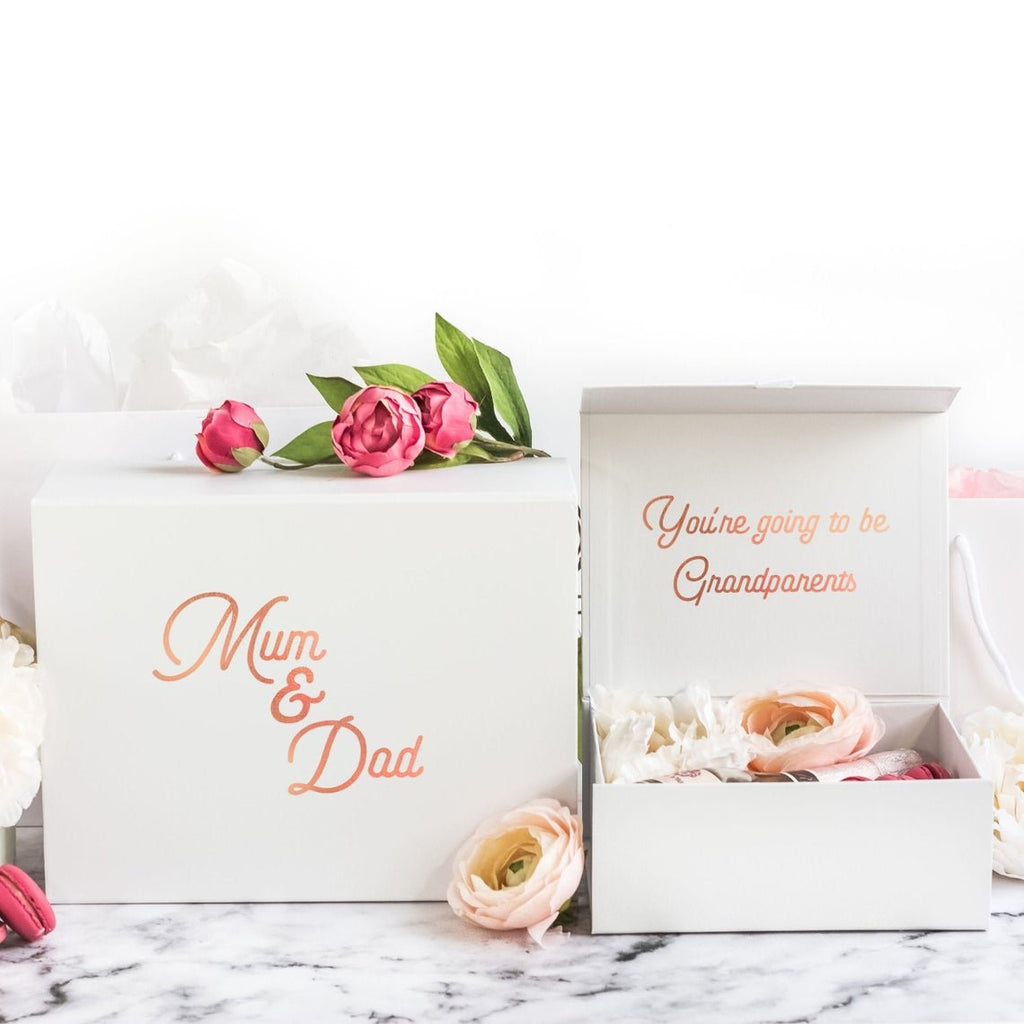 Grandparents Pregnancy Announcement Box - Pink Positive