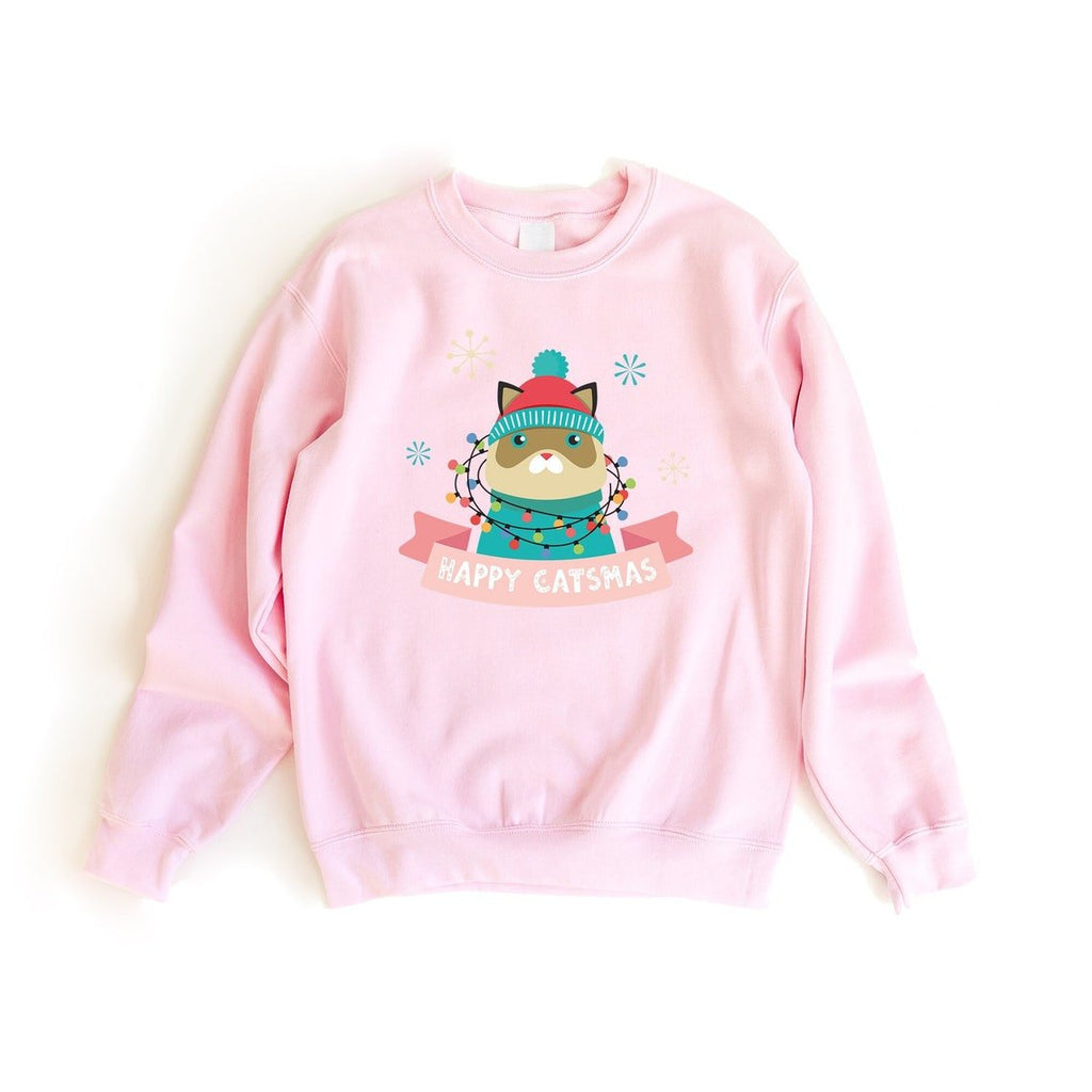 Happy Catsmas | Cat Christmas Jumper - Pink Positive