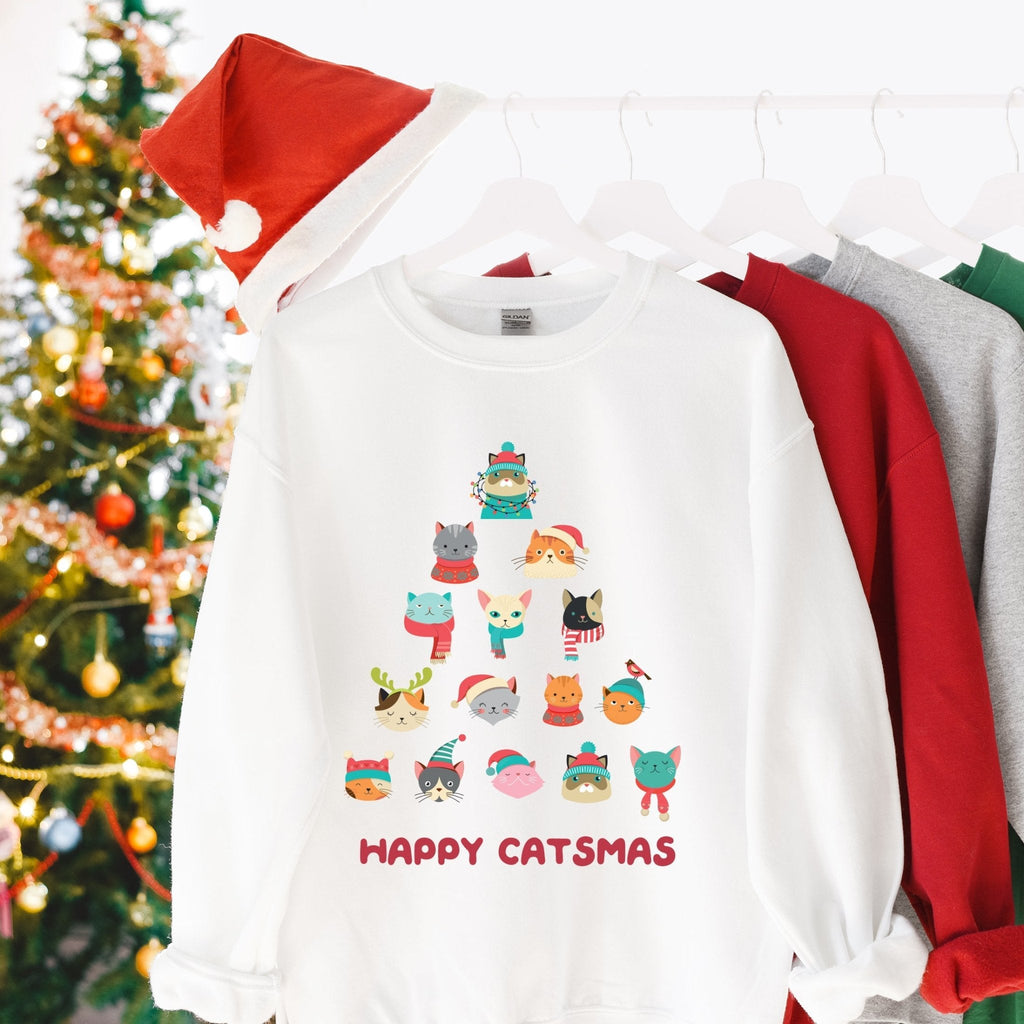 Happy Catsmas | Cat Lover Christmas Sweatshirt - Pink Positive