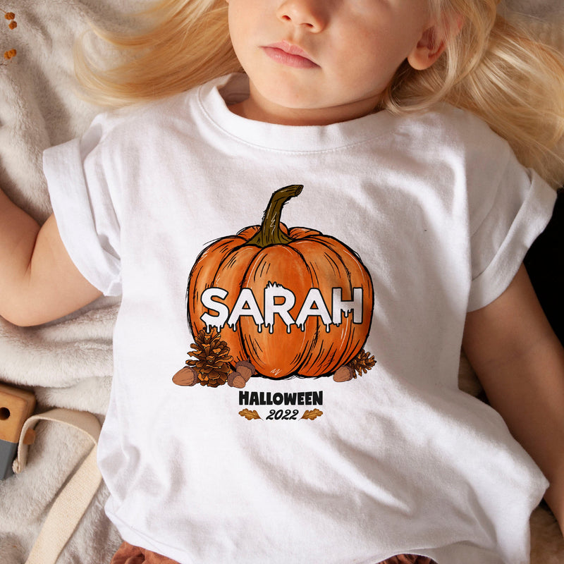 Personalised Halloween T-Shirt for Kids Pumpkin