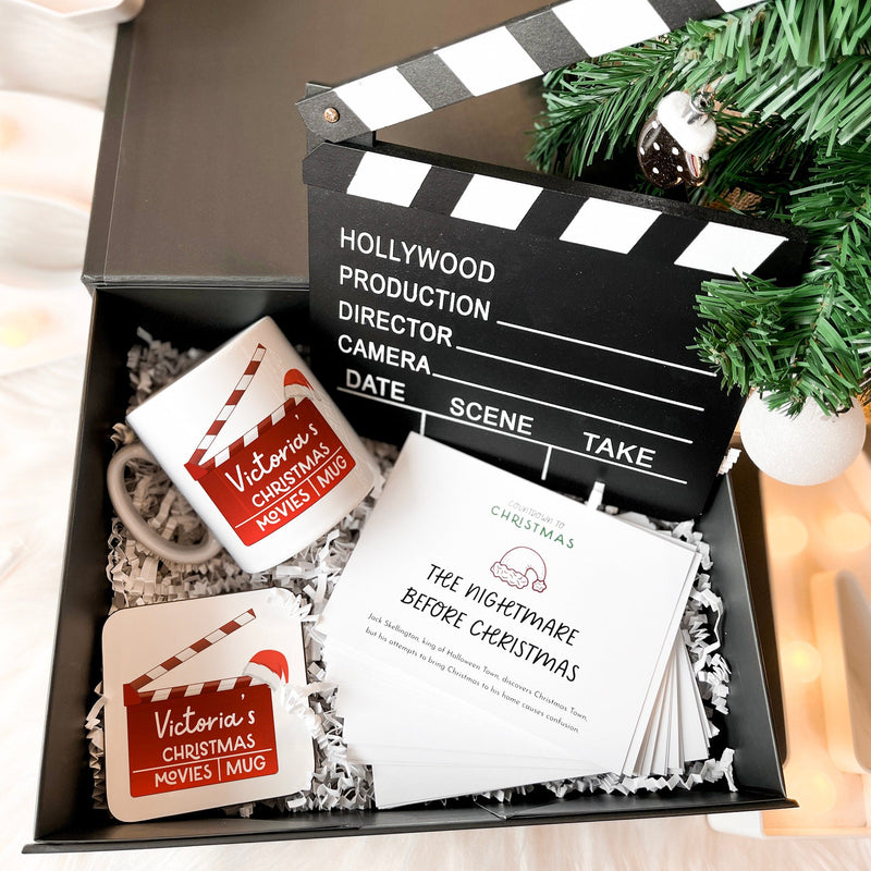 Movie Advent Gift Set for Film Lovers | Clapper Board, Movie Watching Mug, Coaster, 24 Film Cards