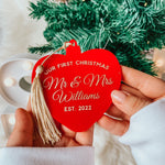 Red Heart First Christmas as Mr and Mrs  Ornament, Couple First Christmas, Love Ornament, Christmas Married