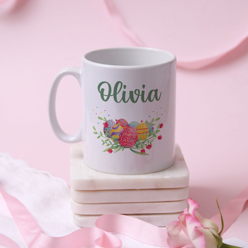 Personalised Easter Mug with Easter Egg Drawing