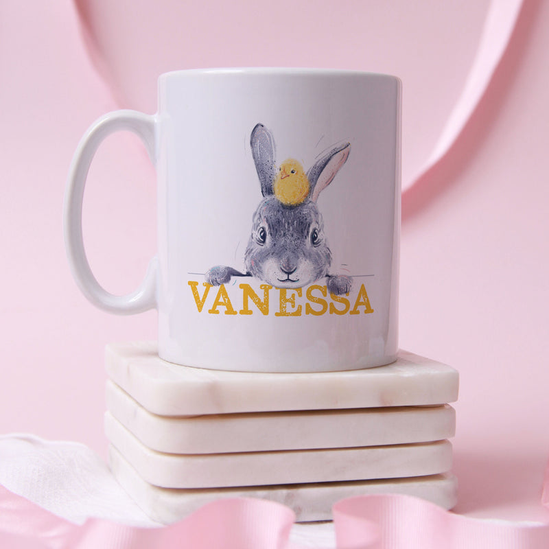 Personalised Easter Mug with Bunny Drawing