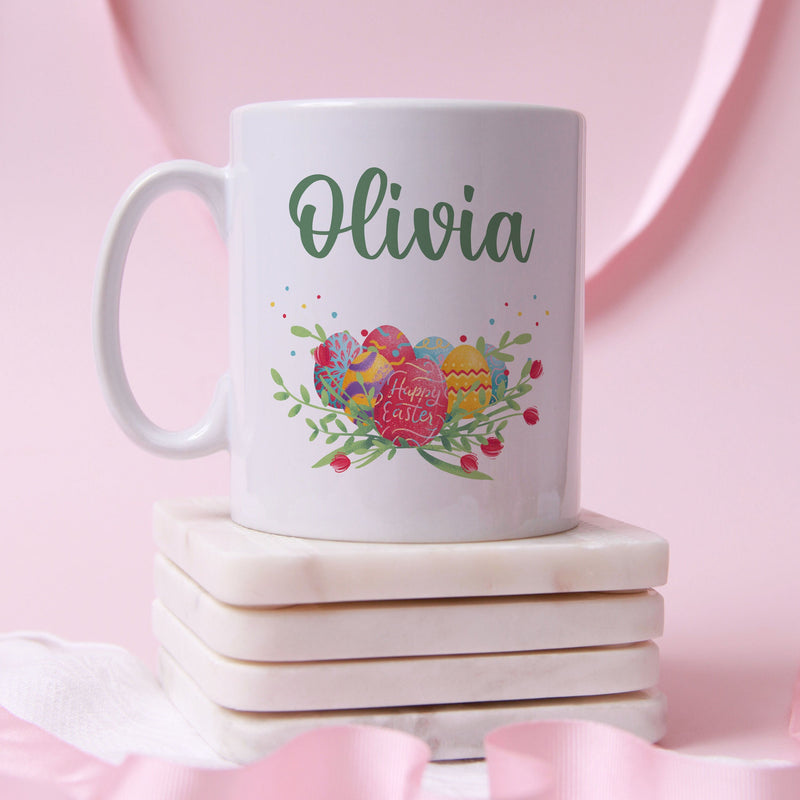 Personalised Easter Mug with Easter Egg Drawing