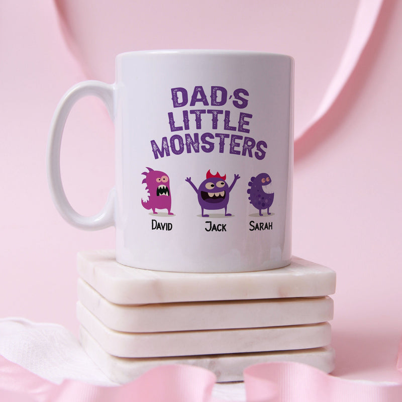 Personalised Fathers Day Gift, Dad mug  | This Dad Belongs To Little Monsters