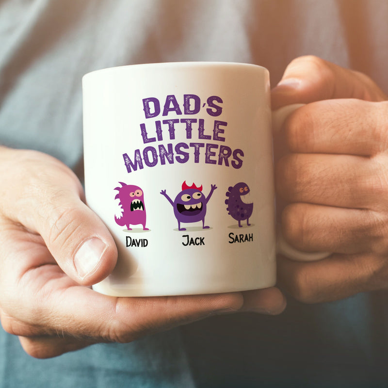 Personalised Fathers Day Gift, Dad mug  | This Dad Belongs To Little Monsters