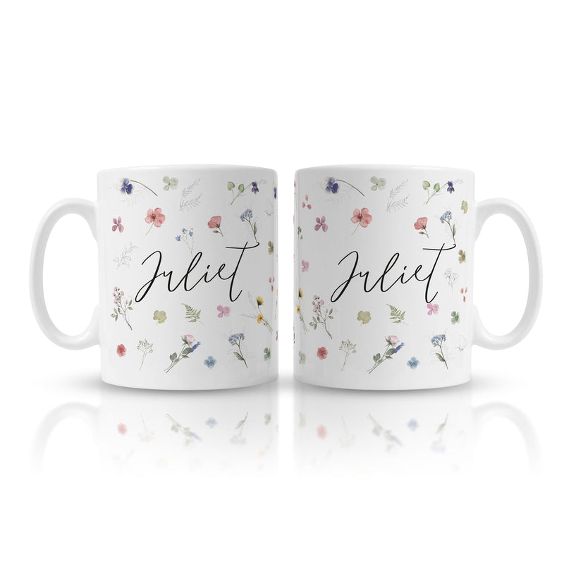 Personalised Dried flowers Watercolour Flowers Mug