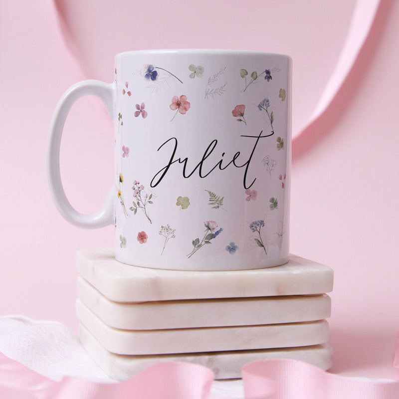 Personalised Dried flowers Watercolour Flowers Mug