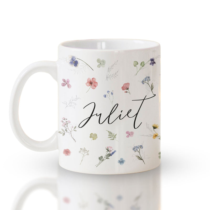 Personalised Dried flowers Watercolour Flowers Mug