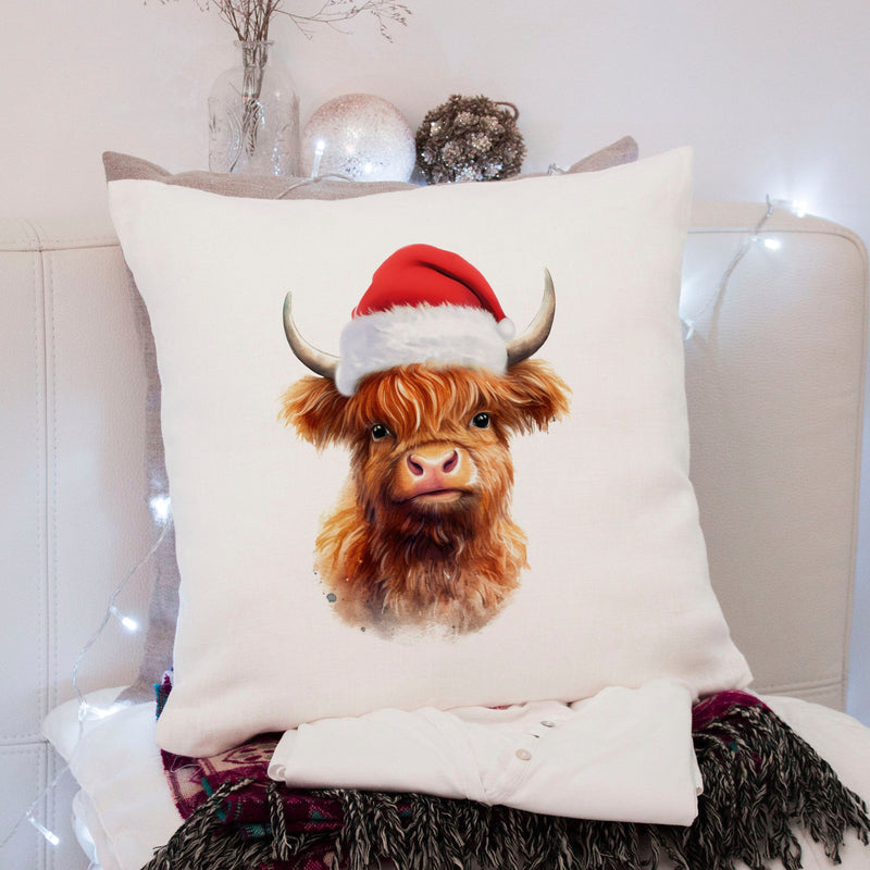 Highland Cow Christmas Cushion Cover