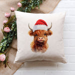 Highland Cow Christmas Cushion Cover