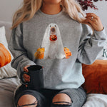 Halloween Sweatshirt, Spooky Season Dog Ghost Jumper