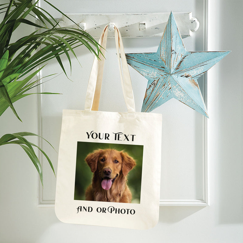 Custom Photo and Text Printed Tote Bag