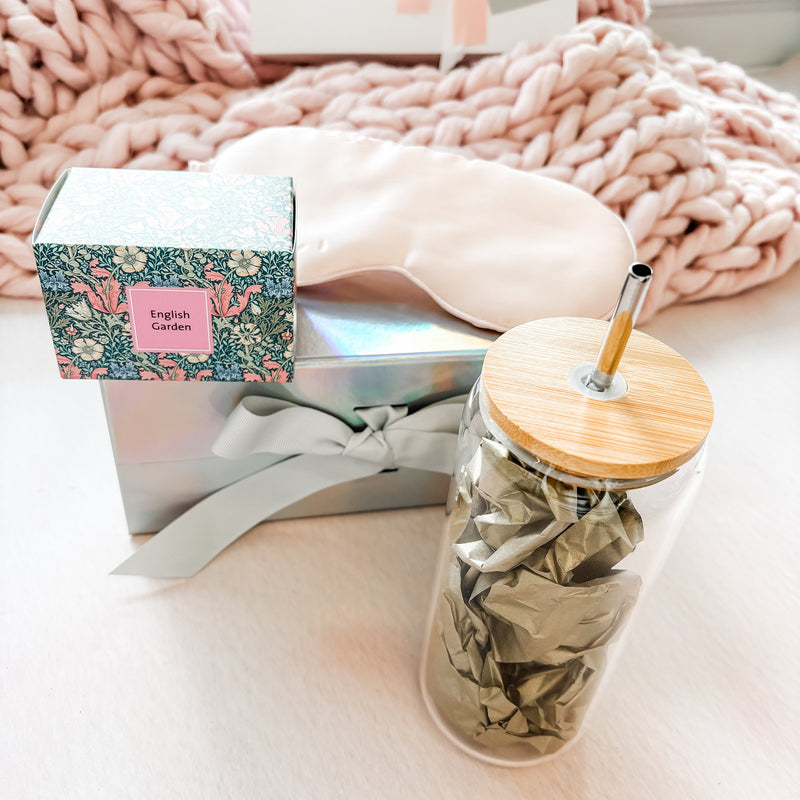 Mothers Day Gifts Set - Includes Tea, Sleep Mask, Glass Tumbler, in Luxury Gift Box