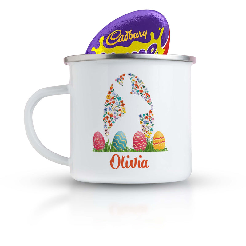Personalised Enamel Eggs and Easter Bunny Mug with Name