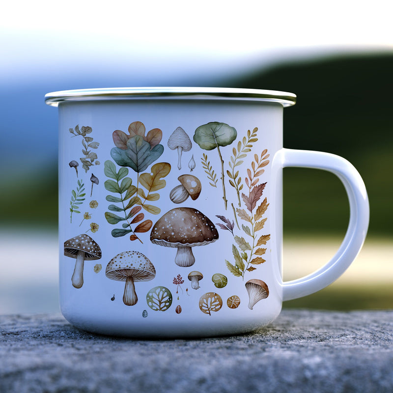 Camping Mushroom Enamel Mug