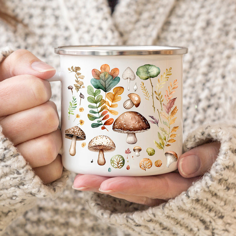 Camping Mushroom Enamel Mug