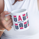 70's Flower Retro Pattern: Personalised Initial Mug