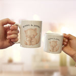 Personalised Mama and Baby Mug Set for Mother's Day, Cute Animals Print, First Mothers Day - Adult and Kid Set