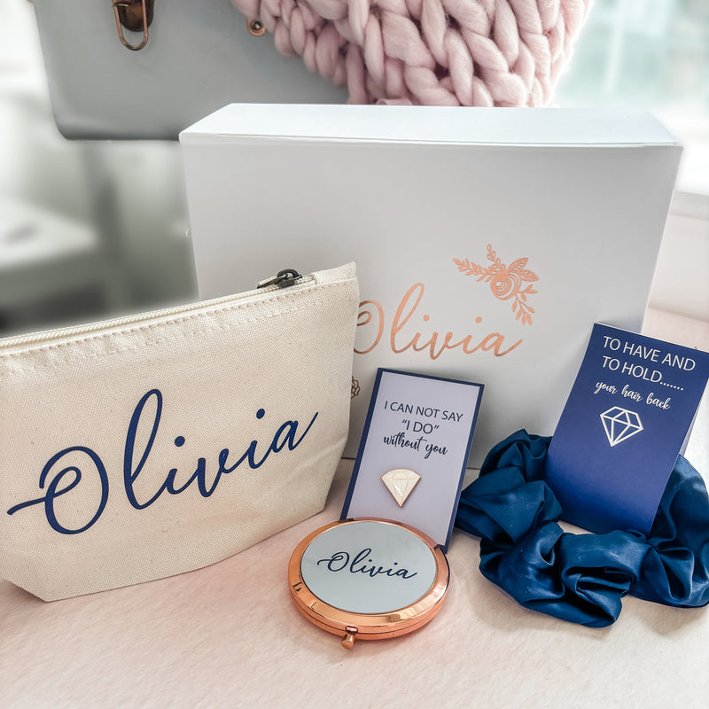 Will you be my Maid of Honour/ Bridesmaid Proposal Box - Filled Gift Box (Navy Blue Theme)