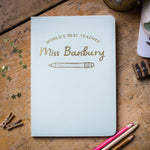 Personalised 'Best Teacher' Green Foil Soft Cover Notebook