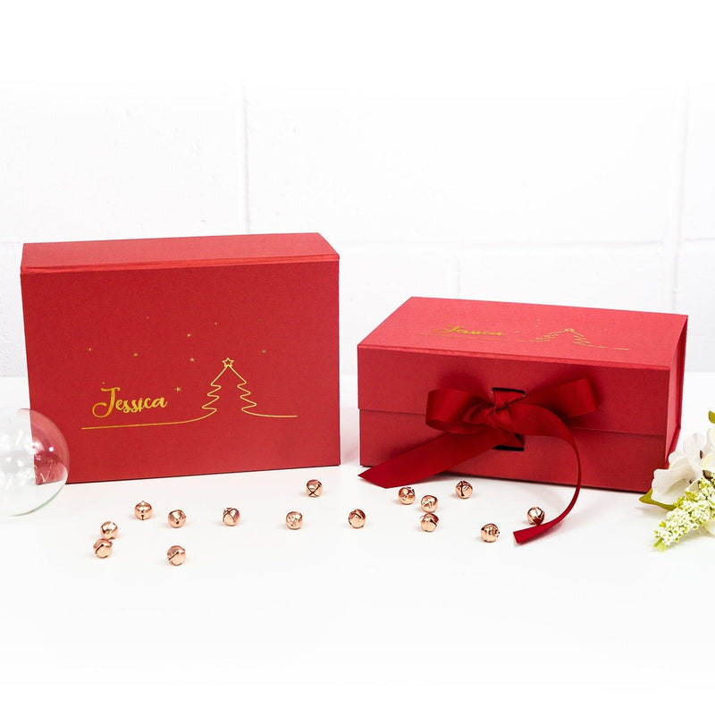 Personalised Christmas Gift Box with Tree and Stars