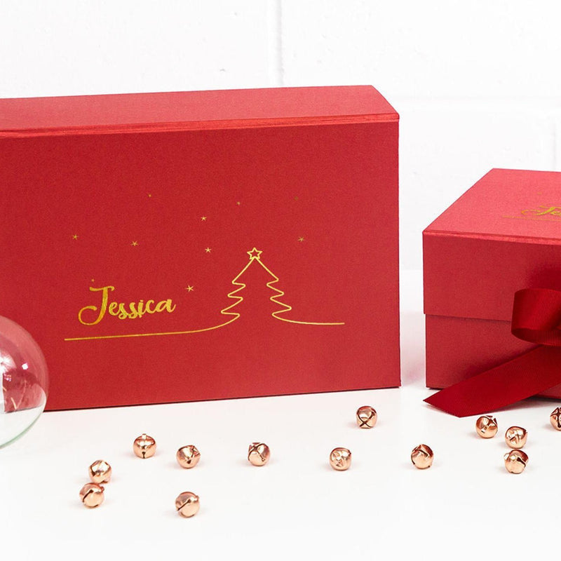 Personalised Christmas Gift Box with Tree and Stars