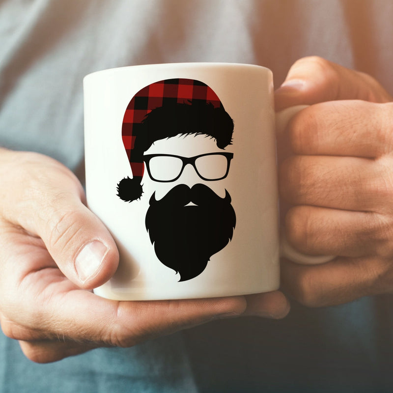 Personalised Christmas Mug with Hipster Santa