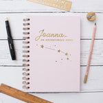 Personalised Zodiac Star Sign Pink Foil  Hardback Notebook