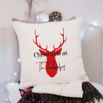 Personalised Family Christmas Cushion Cover with Reindeer Design