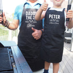 a man and a boy are cooking on a grill