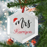Personalised Mr and Mrs with Santa Hat Christmas Ornament