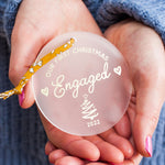 1st Xmas Engaged Ornament, Our First Christmas Engaged Bauble, Fiancé Gift, Couples Gift Christmas Ornament, Engagement Gift - Pink Positive