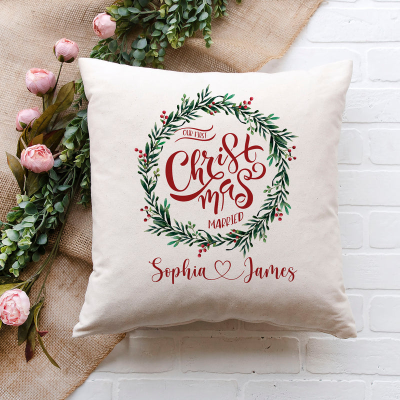 First Christmas Married Home Decor Cushion Cover
