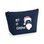 a blue bag with a santa clause on it