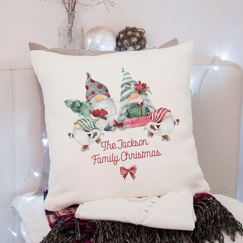 Personalised Gnomes Christmas Cushion