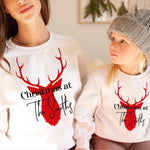 Christmas at Family Christmas Jumper with Red Reindeer - Pink Positive