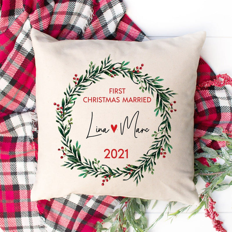 Christmas Cushion Cover First Christmas as Mr and Mrs