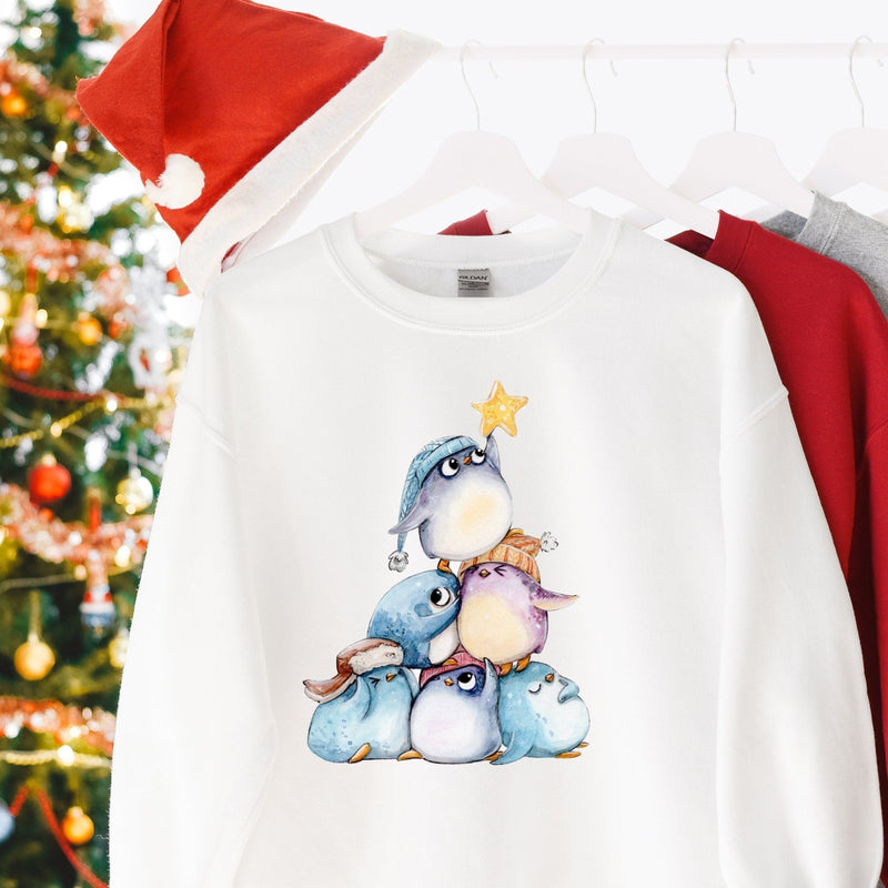 Cute Penguins Christmas Jumper for Kids and Adults - Pink Positive